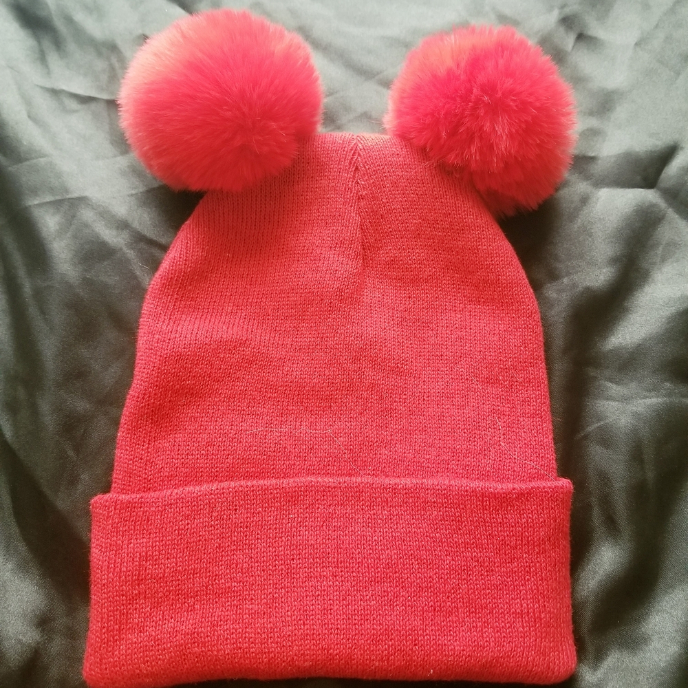 Red Pom-Pom Kids Beanie